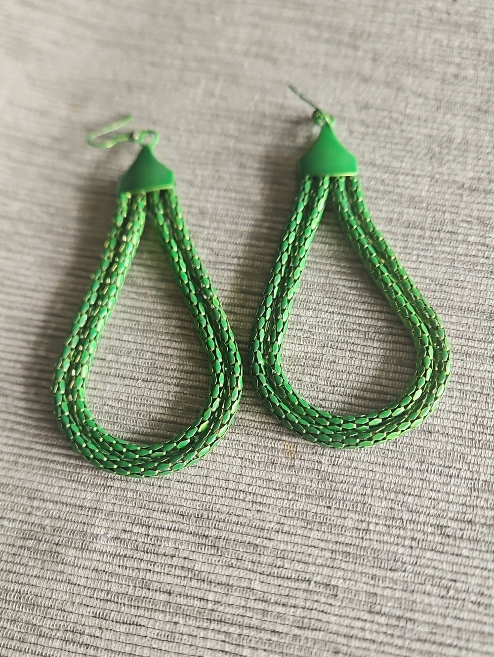 4  For $10 Green Teardrop Braided Hoop Earrings - Brand Unknown